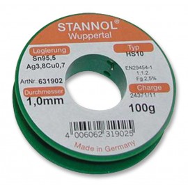 Stannol HS10 631902 soldeertin 1mm 100gram loodvrij met zilver