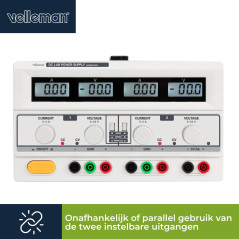 Velleman LABPS23023 Dubbele Laboratoriumvoeding 2x 0-30VDC & 0-3A