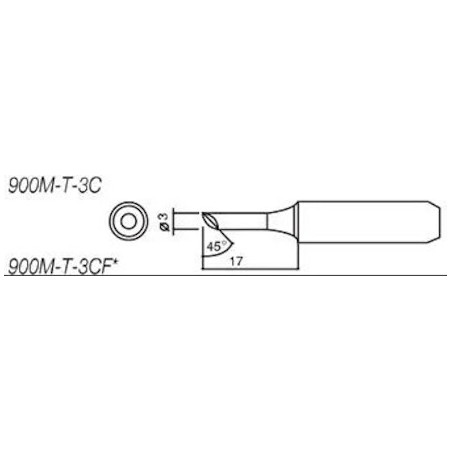 PCWork 900M-T-3C soldeerpunt 3mm schuin