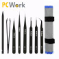 PCWork PCW08F 8-delige ESD-veilige RVS Pincettenset