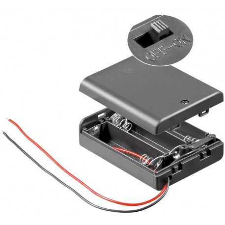 Goobay 12445 Batterijhouder met schakelaar voor 3x AA batterij