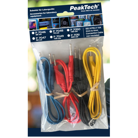 PeakTech 7046 Meetsnoerenset 4-delig 120VDC/50VAC 10A 25cm