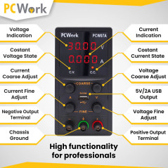 PCWork PCW07A Laboratoriumvoeding 0-30VDC & 0-5A