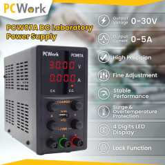 PCWork PCW07A Laboratoriumvoeding 0-30VDC & 0-5A |  Soldeerbout-shop.nl