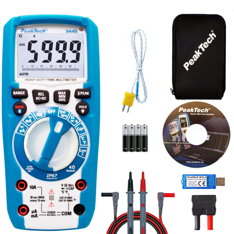 PeakTech 3445 Digitale multimeter met Bluetooth IP67 PeakTech 3445 Digitale multimeter met Bluetooth IP67