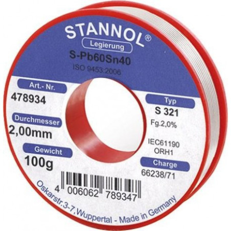 Stannol S321 478934 soldeertin 2mm 100gram | Soldeerbout-shop.nl