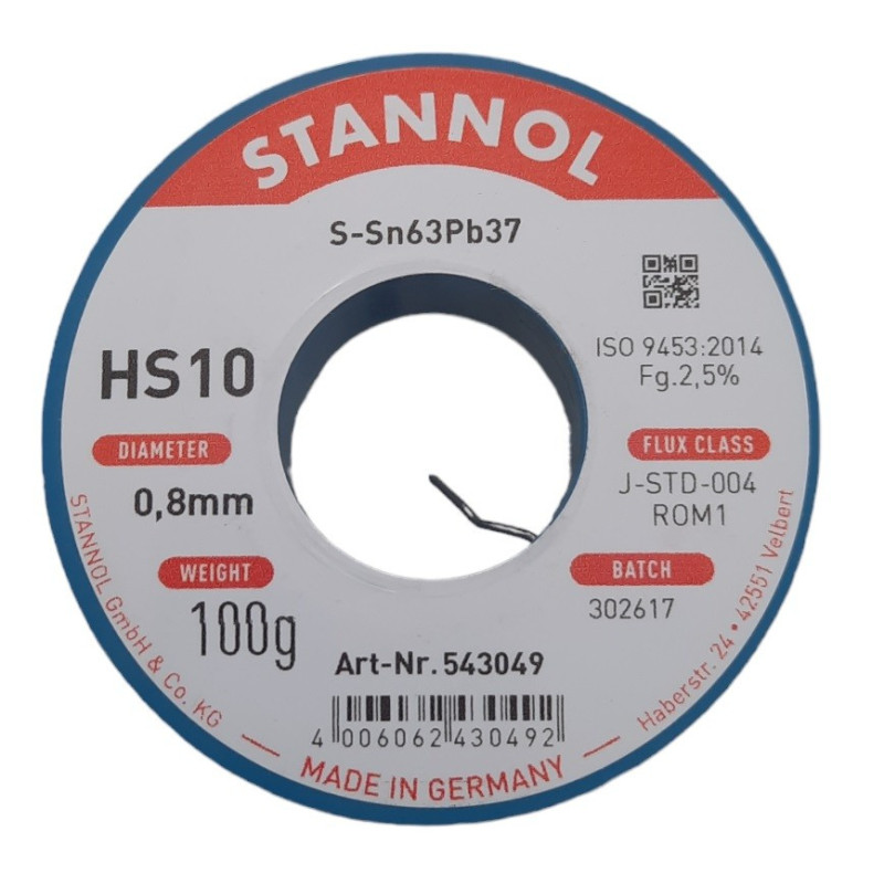 Stannol HS10 543049 soldeertin 0,8mm 100gram