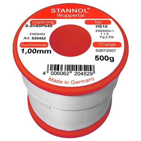 Stannol HS10 soldeertin 1mm 500gram