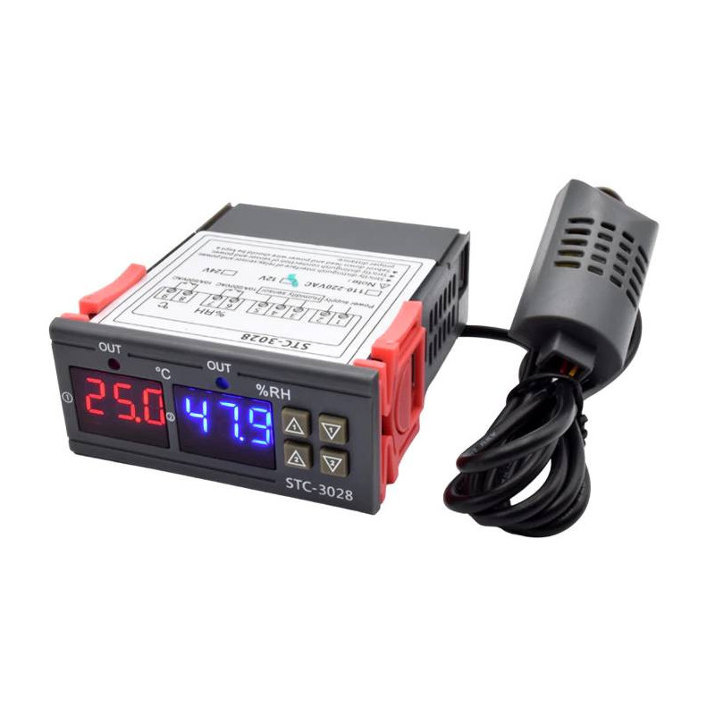 Eurokomp E6137 STC-3028 Digitale Inbouw Thermostaat en Hygrometer 230VAC