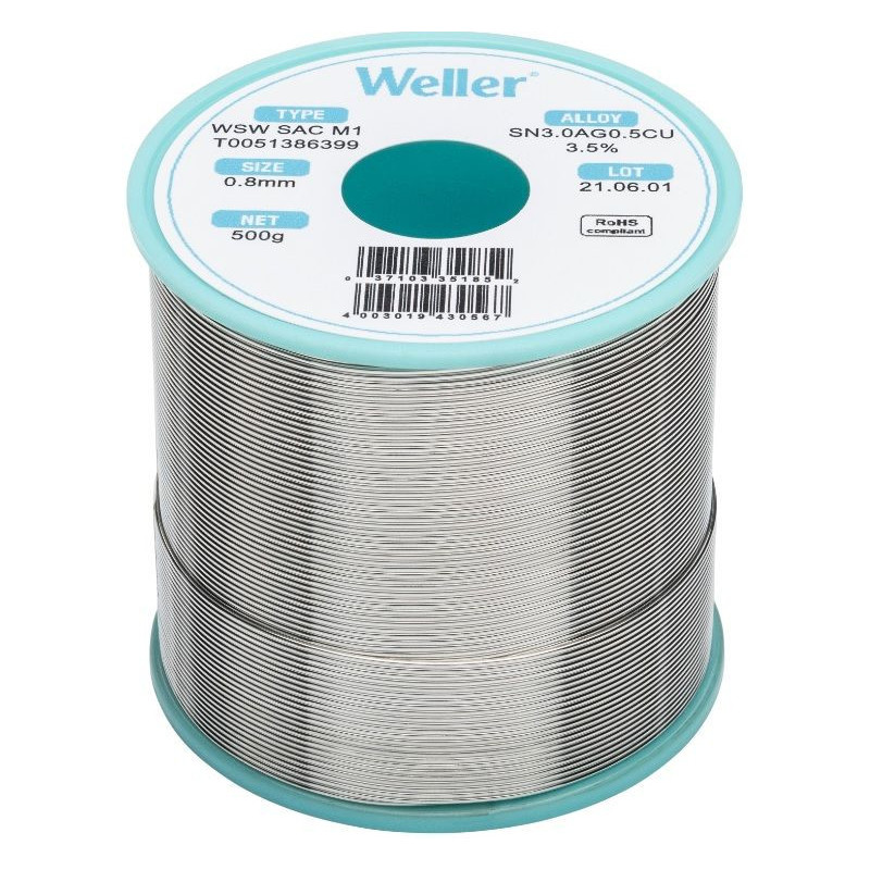 Weller WSW SAC M1 soldeertin 0,8mm 500gram loodvrij met zilver