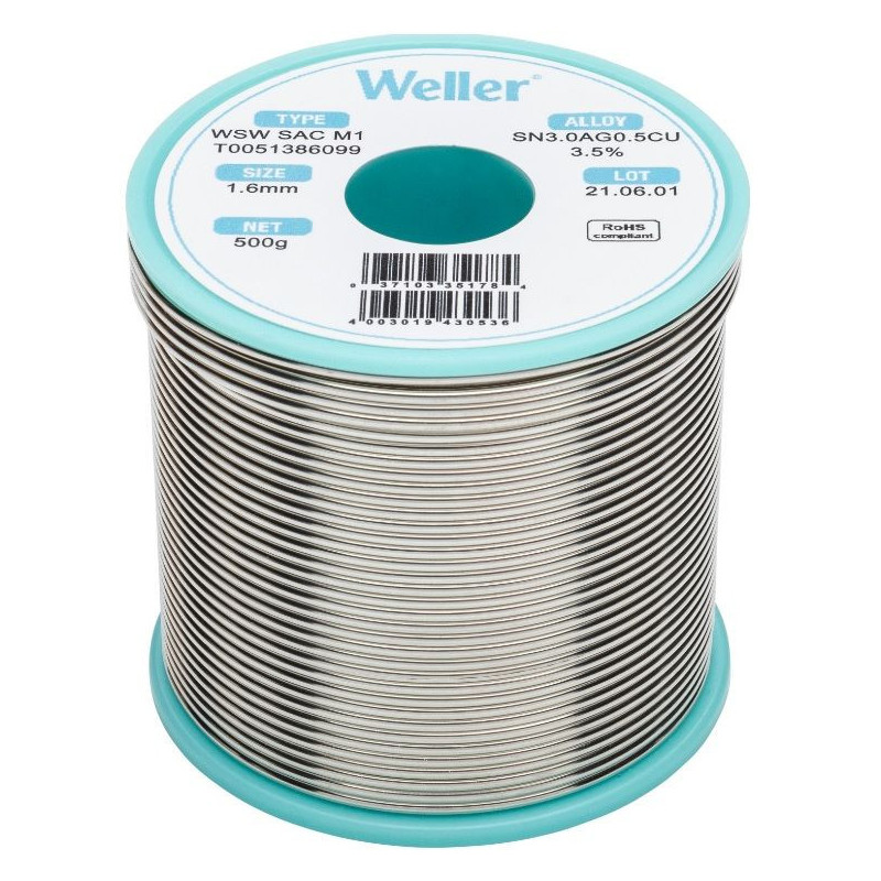 Weller WSW SAC M1 soldeertin 1,6mm 500gram loodvrij met zilver