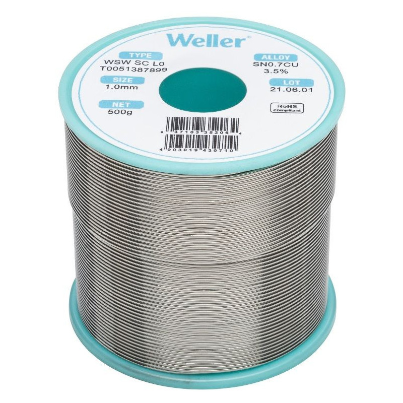 Weller WSW SC L0 soldeertin 1mm 500gram loodvrij