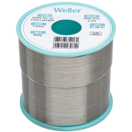 Weller WSW SC L0 soldeertin 1mm 500gram loodvrij | Soldeerbout-shop.nl