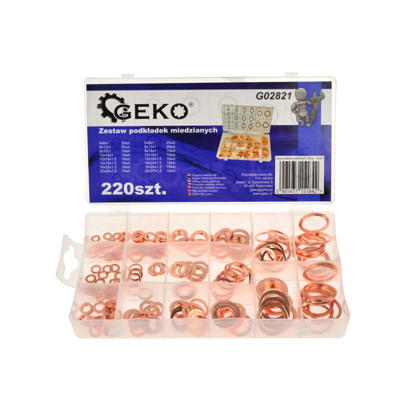 GEKO G02821 Koperringen assortiment 220-delig