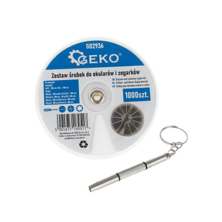 GEKO G02936 Brillen en horloge reparatie schroevenset 1000-delig | Soldeerbout-shop.nl