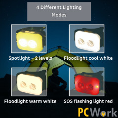 PCWork PCW12C LED hoofdlamp met accu 380lumen | Soldeerbout-shop.nl