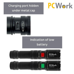 PCWork PCW12H LED zaklamp met accu en zoom 650lumen | Soldeerbout-shop.nl