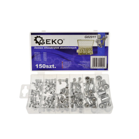 GEKO G02911 Blindklinkmoerenset M3 t/m M10 aluminium (150 stuks)