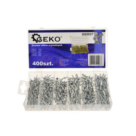 GEKO G02927 Popnagelassortiment aluminium (400 stuks) | Soldeerbout-shop.nl