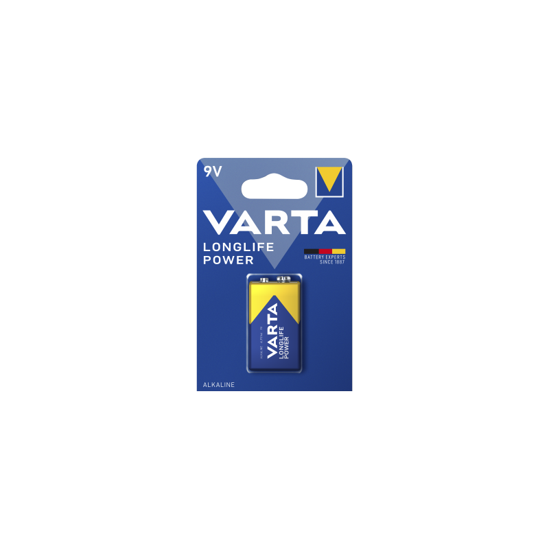 Varta Longlife Power 9V Alkaline blokbatterij Varta Longlife Power 9V Alkaline blokbatterij
