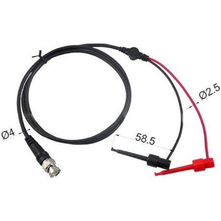 Soldeerbout-shop N414 BNC naar 2 Klemtestpennen 30VAC/60VDC 1A 100cm | Soldeerbout-shop.nl