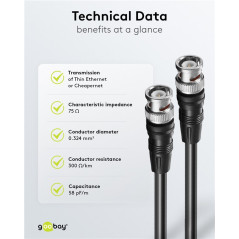 Goobay 50424 RG59 BNC-kabel 75 Ohm 300cm |  Soldeerbout-shop.nl