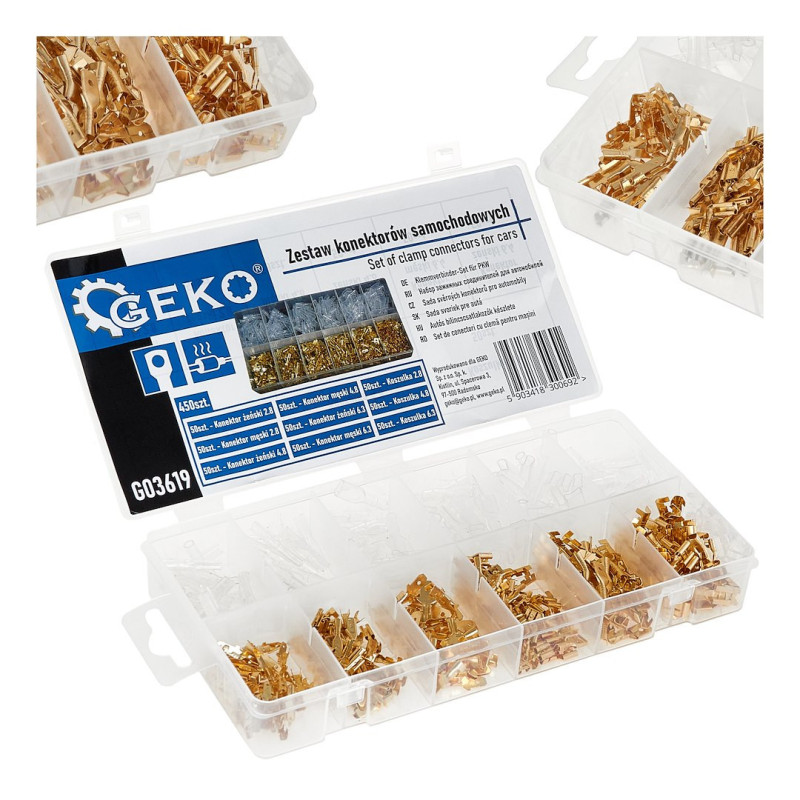 GEKO G03619 Ongeïsoleerde AMP-kabelschoenen assortiment 450-delig
