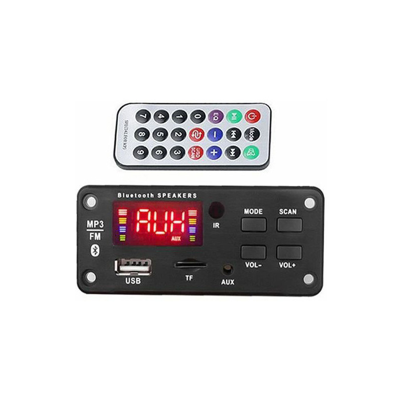 OEM Mini inbouw media-speler met FM-radio, MP3-speler, bluetooth en aux 5-14V OEM Mini inbouw media-speler met FM-radio, MP3-speler, bluetooth en aux 5-14V