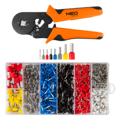NEO Tools 01-562 Adereindhulstang met adereindhulzenset 0,5mm² tot 10mm² (1200 stuks) | Soldeerbout-shop.nl