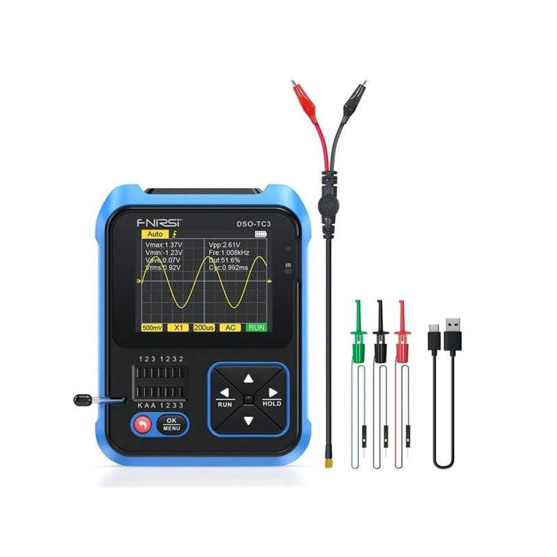 Fnirsi DSO-TC3 3-in-1 Mini oscilloscoop 500KHz, componententester en signaalgenerator