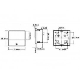 Analoge Paneelmeter Voor Dc Stroommetingen 15A Dc / 70 X 60Mm