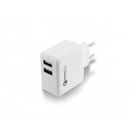 Ewent - 2-Poorts Usb-Lader 110 - 240 Vac - Quick Charge 3.0 Poort